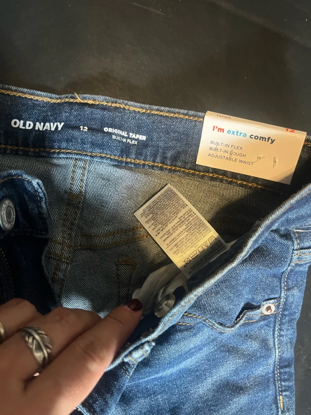 Boys Old Navy Dark Blue Taper Fit Jeans Size 12 NWT
